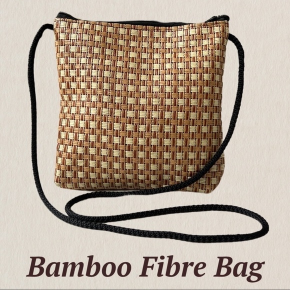 Natural Bamboo Fibre Crossbody Handbag - Hand Made in Thailand - Picture 1 of 5